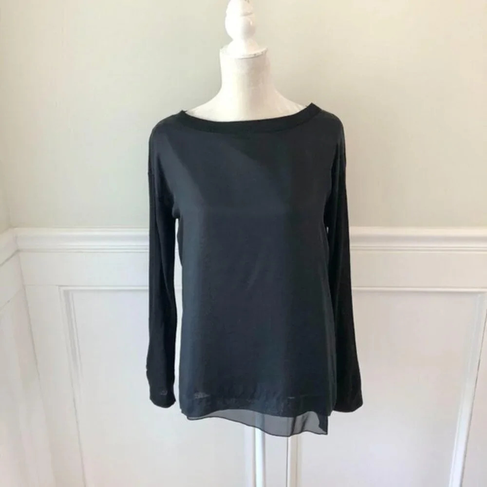 DKNY Silk Wool Mixed Material Sweater Petite